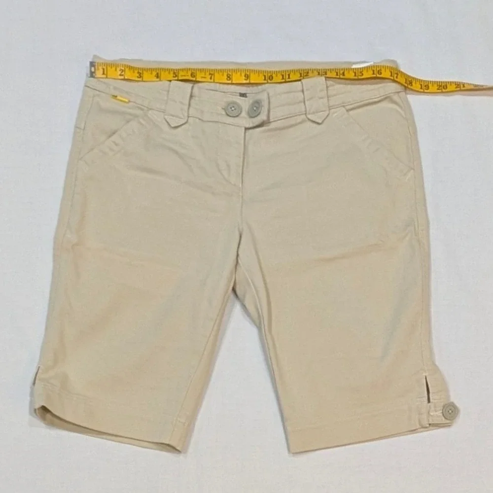 Lole Women Beige Khaki Stretch Bermuda Shorts UPF Quick Dry Size 12